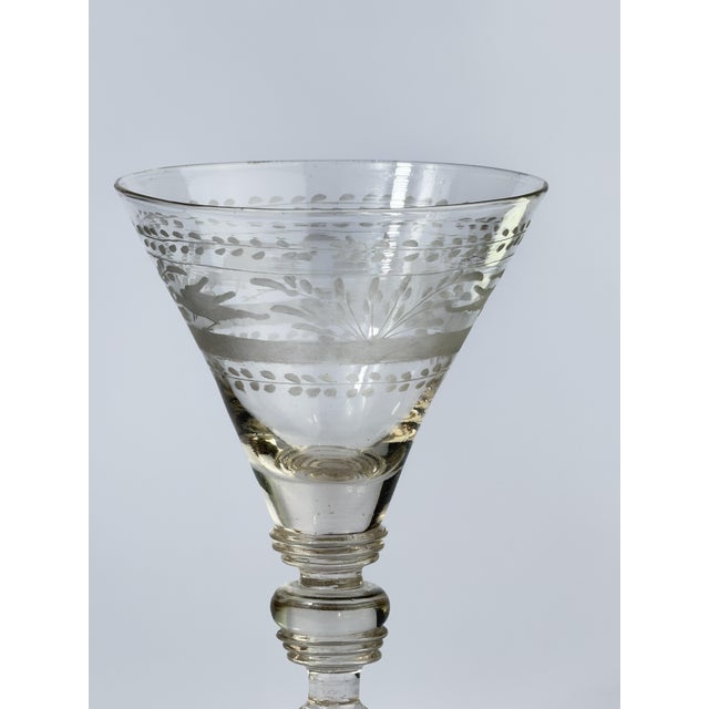 Rococo Antique Bohemian Engraved Wine Glass For Sale - Image 3 of 9