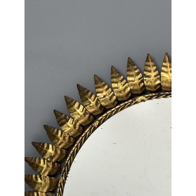 Mid-Century Modern Hollywood Regency Spanish Gilt Metal Sun Mirror, 1950s For Sale - Image 15 of 18