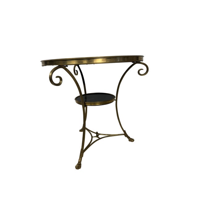 Early 20th Century French Gilt Two Tier Bronze Gueridon Table with Black Marble Top For Sale - Image 10 of 18