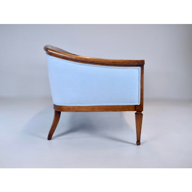 Blue French Directoire Style Sofa, Hand Carved Cherry, Light Blue For Sale - Image 8 of 18