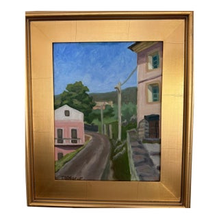 Contemporary Oil Painting "Road, Bastia in Corsica" by Teresa DiMarco For Sale