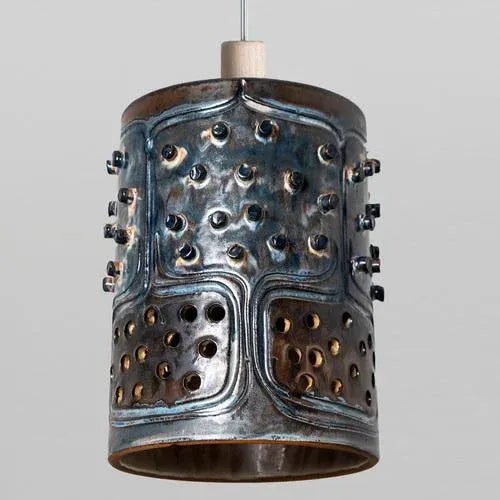 Danish Brown Ceramic Pendant Light, 1970 For Sale - Image 12 of 18