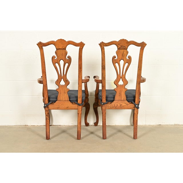 Henredon Georgian Carved Solid Oak Armchairs, Pair For Sale - Image 12 of 16
