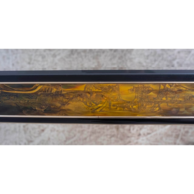 1960s Bernard Rhone Mastercraft Acid Etched Glass Top Coffee Table For Sale - Image 5 of 15