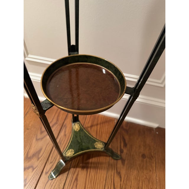 Metal Vintage Toile Round Metal 3-Tier Italian Accent Table For Sale - Image 7 of 8