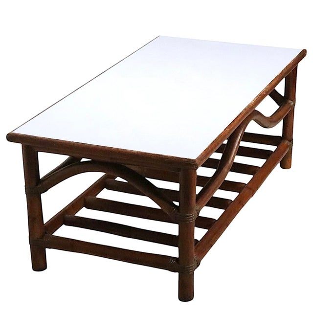 Mid-Century Modern Mid Century Bamboo and Laminate Coffee Table Att. To John Wisner For Sale - Image 3 of 12