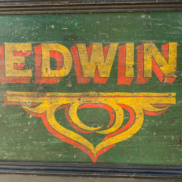 Wood 19th Century Hand Painted Folk Art Sign Fragment “Edwin” For Sale - Image 7 of 7