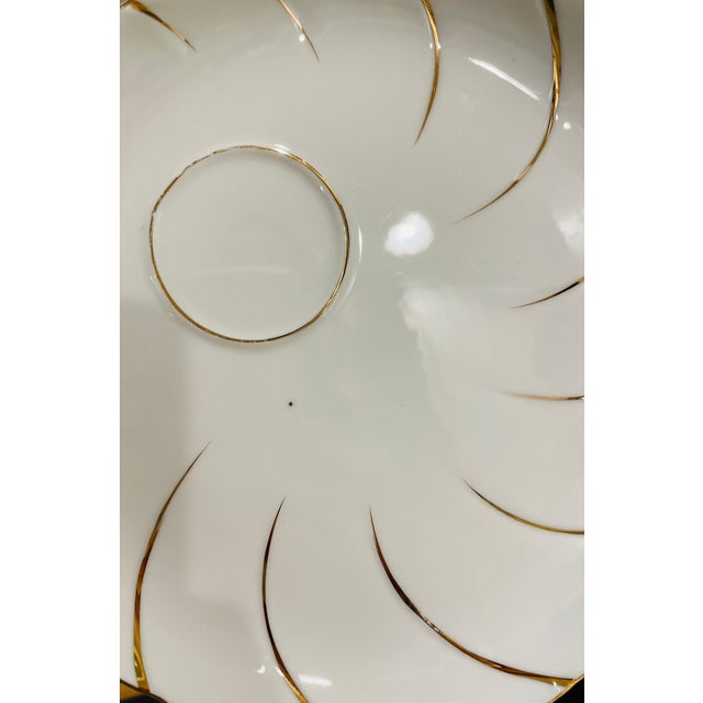 Unusual Tea Set With Dessert Plates - 8 Pieces - Vintage White Porcelain With Gold Spiral For Sale - Image 10 of 10