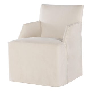 Tara Shaw for Century Furniture Stefano Skirted Chair - Taupe Suede For Sale