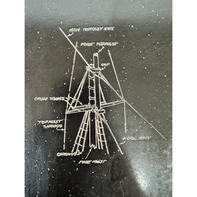 Textile Campaign Style Schooner Engraved Table For Sale - Image 7 of 12