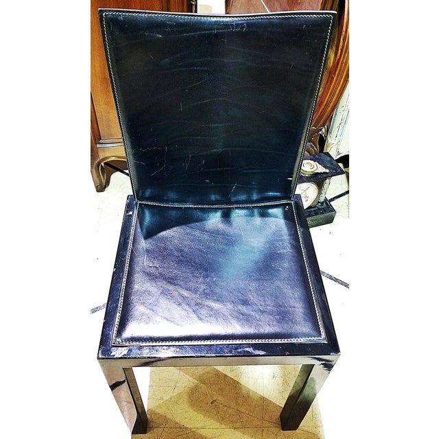 1970s Italian Modern Leather Desk Side Chair For Sale - Image 4 of 9