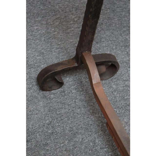 Pair of Tall Arts and Crafts Hand Forged Iron Fireplace Andirons For Sale - Image 15 of 18
