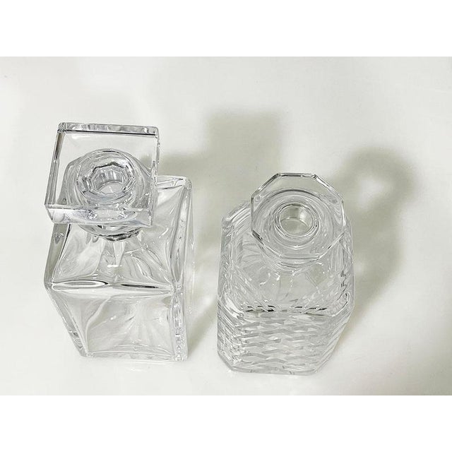 Crystal Cut Whiskey Decanters attributed to Atlantis, Set of 2 For Sale - Image 8 of 8