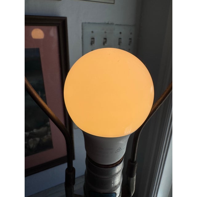 Pair of Italian Studio Ceramic Table Lamps With Walnut Bases, C. 1960s For Sale - Image 12 of 12