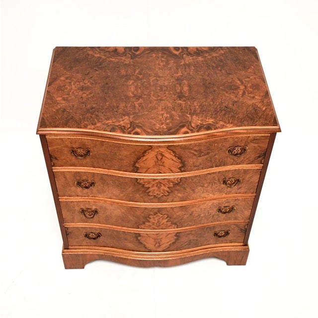 Antique Serpentine Burr Walnut Chest of Drawers, 1930 For Sale - Image 6 of 10