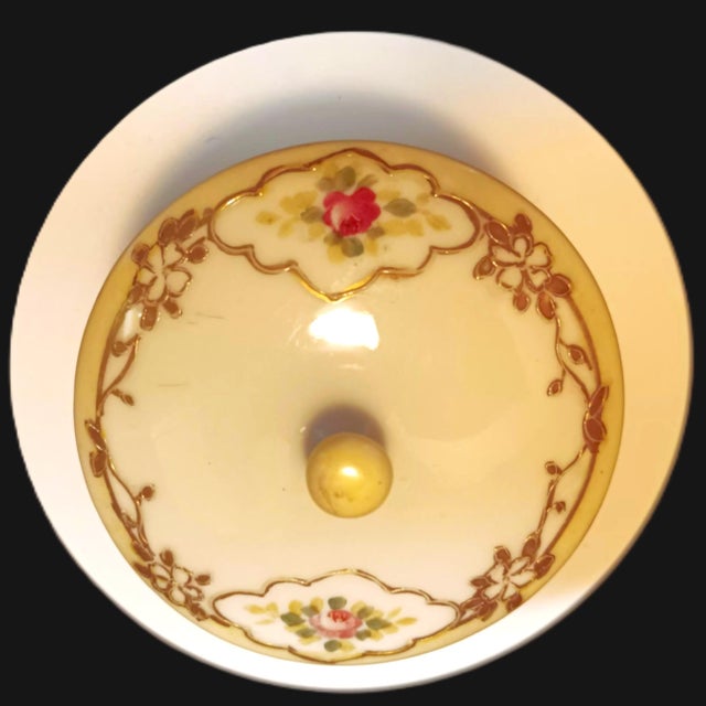 Antique Nippon Morimura 1891~1921 Button, Trinket, Porcelain Pedestal Dish. For Sale - Image 4 of 18