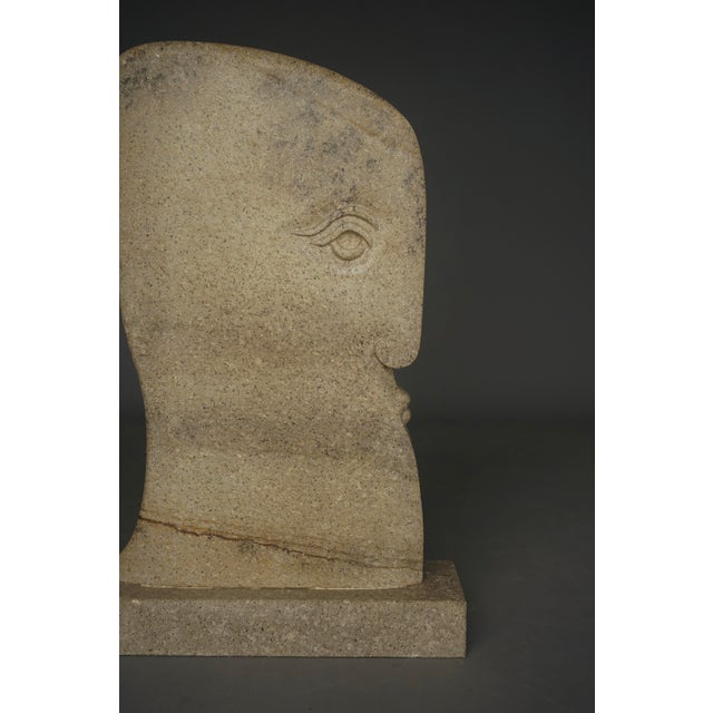 Large Stone Sculpture of Stylised Head, 1970s For Sale - Image 14 of 15