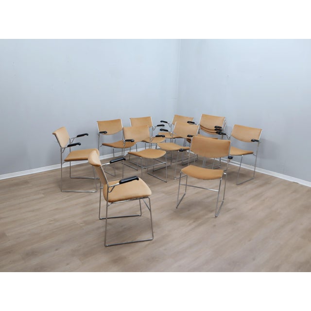 Stackable Steel Frame Chairs from ELAM, Italy, 1970s, Set of 12 For Sale - Image 4 of 12