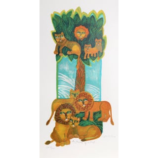 A Pride of Lions, Judith Bledsoe Lithograph, Signed and Numbered in Pencil For Sale