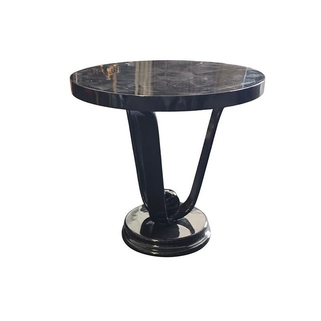 1980s Round Black Wooden Table, 1980s For Sale - Image 5 of 8