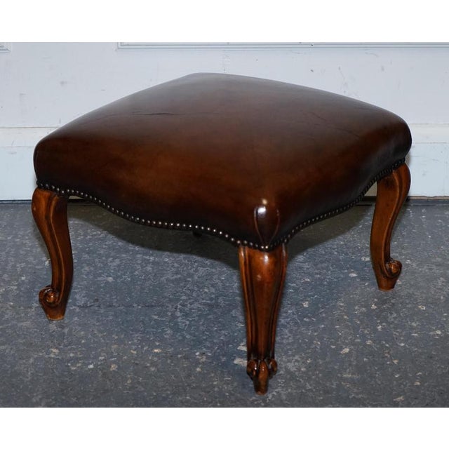 Set of Victorian Chesterfield Armchair and Ottoman in Dyed Leather For Sale - Image 12 of 18