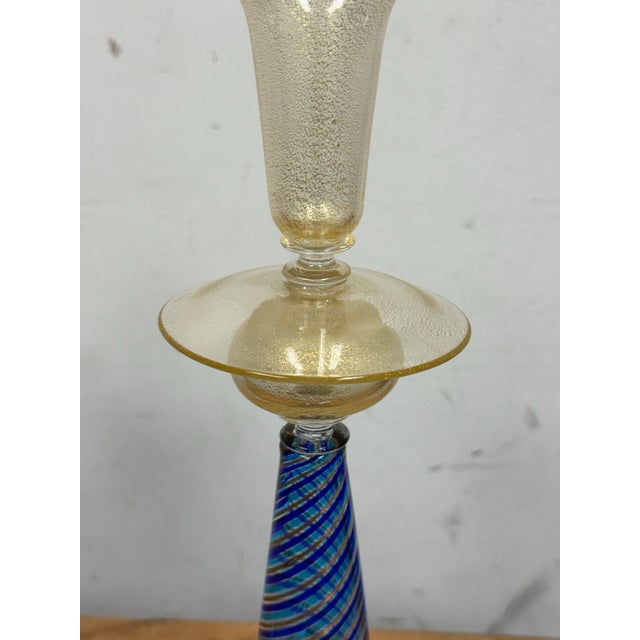 La Fenice Murano Glass Filigrana Candle Holders, Pair For Sale - Image 12 of 13