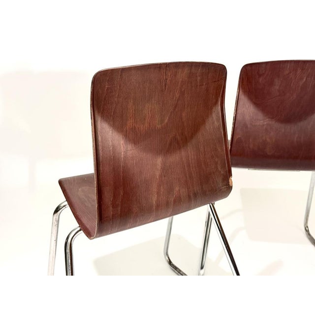 Metal Set of Stacking Chairs in Pagwood from Thur-Op For Sale - Image 7 of 18