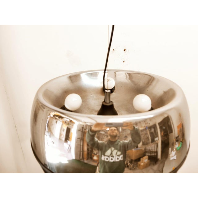 Metal Chromed Pendant Light with Double Light For Sale - Image 7 of 9