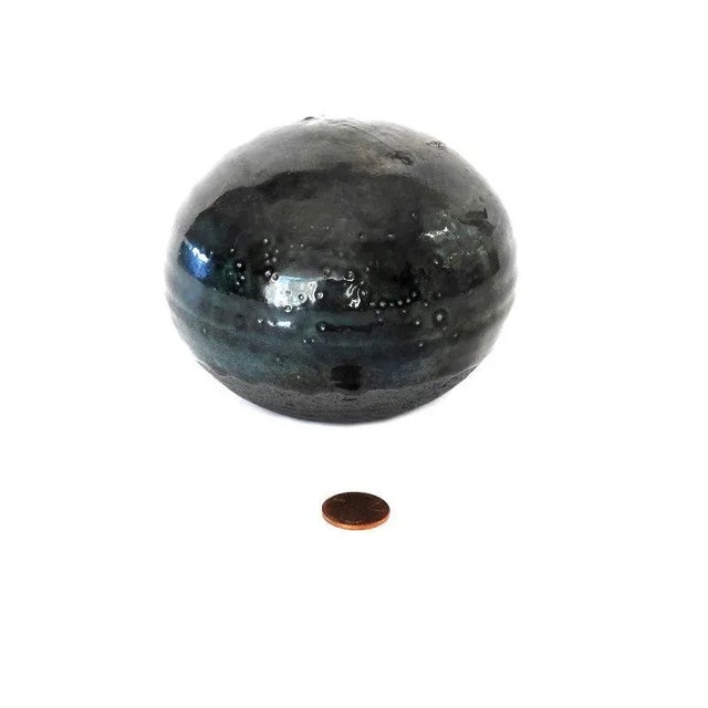 Arts & Crafts Black Coil Pottery Ball Rattle For Sale - Image 3 of 9