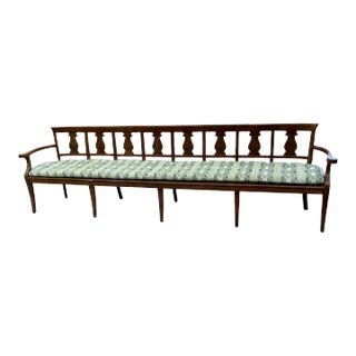 Vintage Walnut French Country Style Long Bench For Sale