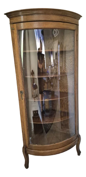 Antique Oak Corner Curio Cabinet