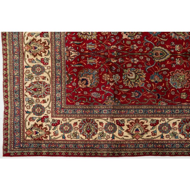 1960s 1960s Vintage Tabriz Square Wool Rug With Floral Motif For Sale - Image 5 of 10