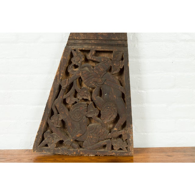 Mid 19th Century 19th Century Indonesian Hand Carved Mythical Figures Architectural Fragment For Sale - Image 5 of 11