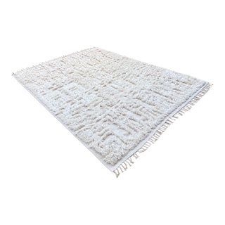 Rh Cabila Wool Rug – 9' × 12' Ivory | 87% Wool & 13% Cotton | Hand-Knotted High-Low Construction For Sale