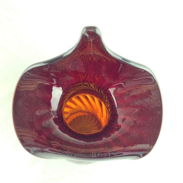 Glass Walter Blenko Jack in the Pulpit Glass Amberina Ribbed Signed Vase For Sale - Image 7 of 8