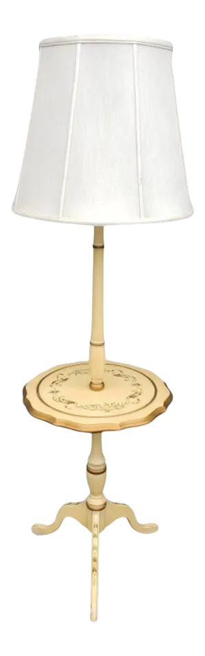 French Provincial Floor Lamp Table, Circa 1960s