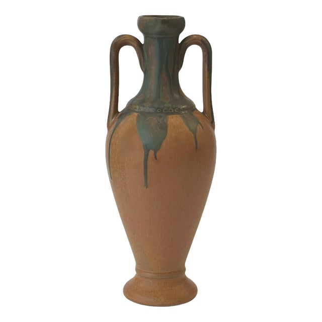 Art Nouveau Style Double-Handled Pottery Vessel from Denbac, France, 1947 For Sale