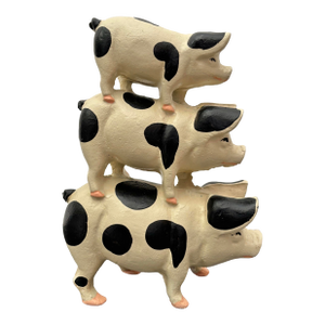 Vintage Cast Iron Three Spotted Pigs Doorstop