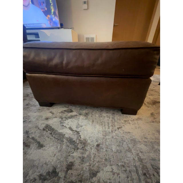 Animal Skin Mitchell Gold + Bob Williams Leather Chair and Ottoman Set For Sale - Image 7 of 10