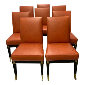 1970s Set of 8 Neoclassical Style Mastercraft Attributed Dining Chairs