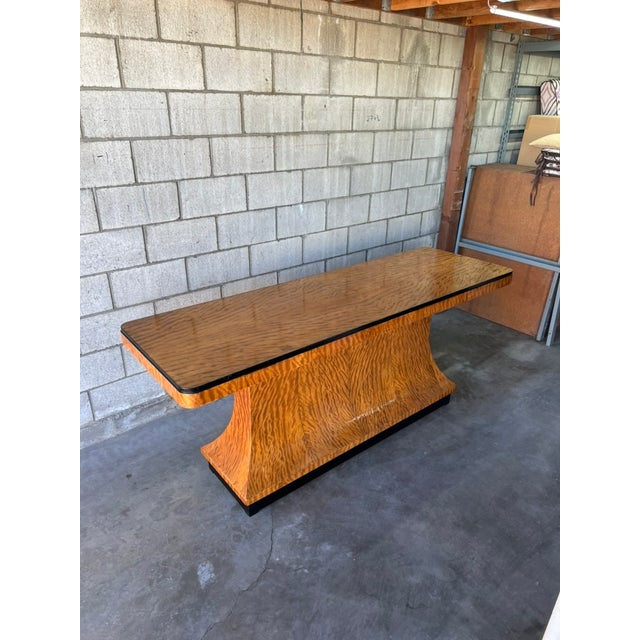 Exquisite Art Deco Ribbon Flame Burl Console or Center Table - One of a Kind For Sale - Image 13 of 15