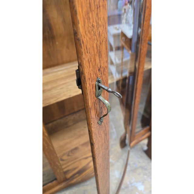 Antique Tiger Oak Empire China Cabinet For Sale - Image 9 of 12