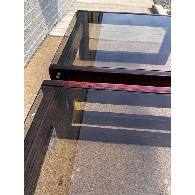 Attributed to Percival Lafer Brazilian Rosewood and Glass Coffee Table and Side Tables, Set of 3, 1960s For Sale - Image 12 of 17