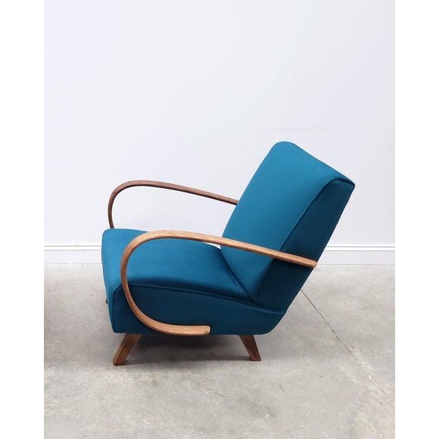 Bentwood Armchair in Teal Velvet by Jindrich Halabala, 1930s For Sale - Image 12 of 13
