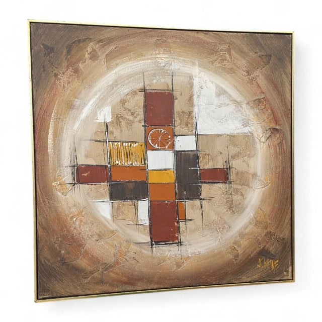 Mid-Century Modern Mid Century Modern Abstract Oil Painting Framed and Signed For Sale - Image 3 of 7