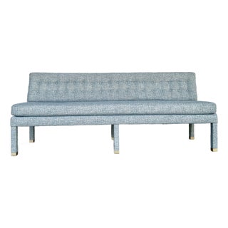 Revelation Modern Blue and White Tufted Approach the Bench Banquette For Sale