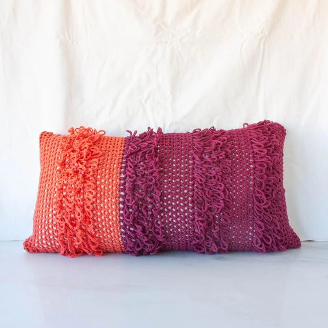 Orange & Red Textures from the Loom Pillow by Com Raiz For Sale - Image 9 of 9