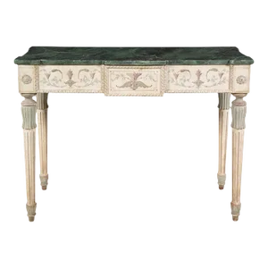 Late 19th Century Italian Painted Console Table with a Wood Faux Marbleize Top
