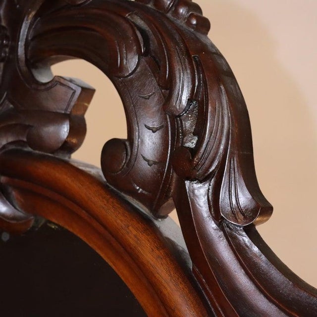Antique Rococo Revival Carved Walnut Rouge Marble Top Pier Mirror C1890 For Sale - Image 15 of 18