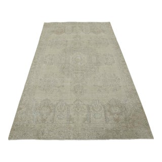 Tabriz Rug 5’11” X 9’2” Beige Wool Vintage Distressed Hand-Knotted Carpet For Sale